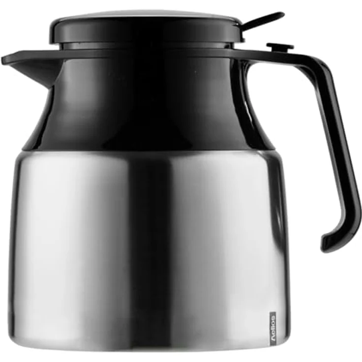 Helios Mondial Push Edelstahl-Isolierkanne, matt, Vakuumgepumpt, Einhandbedienung, 1 Stück (1er Pack) – Bild 1