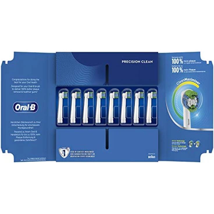 Oral-B Precision Clean Aufsteckbürsten für elektrische Zahnbürste, 8 Stück, mit CleanMaximiser-Borsten für optimale Zahnpflege, Zahnbürstenaufsatz für Oral-B Zahnbürsten, briefkastenfähige Verpackung – Bild 1