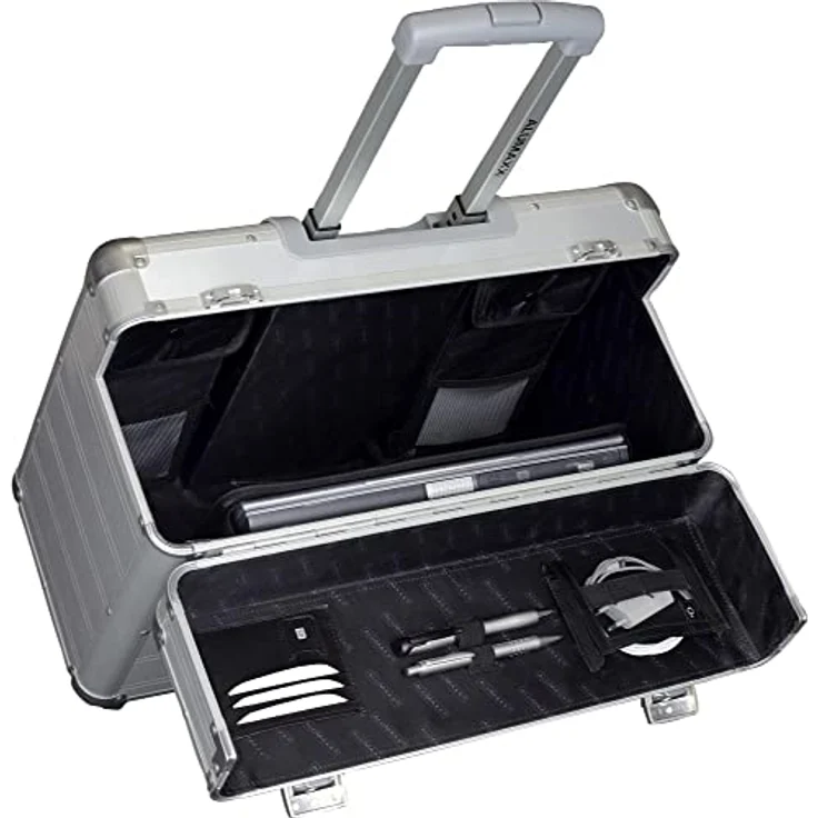 Alumaxx Koffer Discovery Silber (37 l, S) - Arretierbares Teleskoptrolleysystem, verstärkte Kanten, sicherer Schloss-System, viele Organizer-Taschen – Bild 2