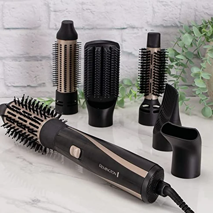 Remington Warmluftbürste [inkl.6 Aufsätze: 25,38,50mm Rundbürste, Stylingdüse, Flachbürste, Haaransatz-Booster] Blow Dry&Style (Locken,Volumen&glatte Styles aller Haarlängen) Ionenpflege,1200W, AS7700 – Bild 4