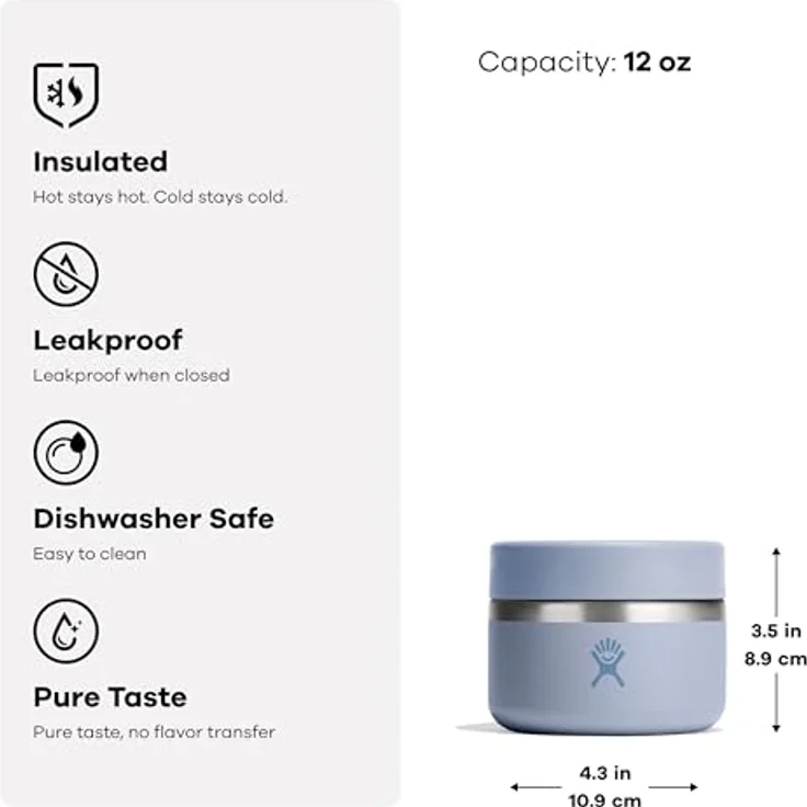 Hydro Flask 12 oz Insulated Food Jar, Lebensmitteldose für heiße und kalte Speisen, Grau – Bild 6