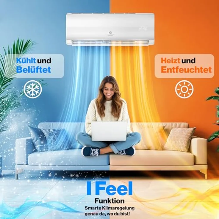 KESSER® Split Klimaanlage Set mit WiFi/App-Funktion, Kühlen A++/Heizen A+, 12000 BTU/h (3.400 Watt), inkl. Fernbedienung und Montagematerial – Bild 4