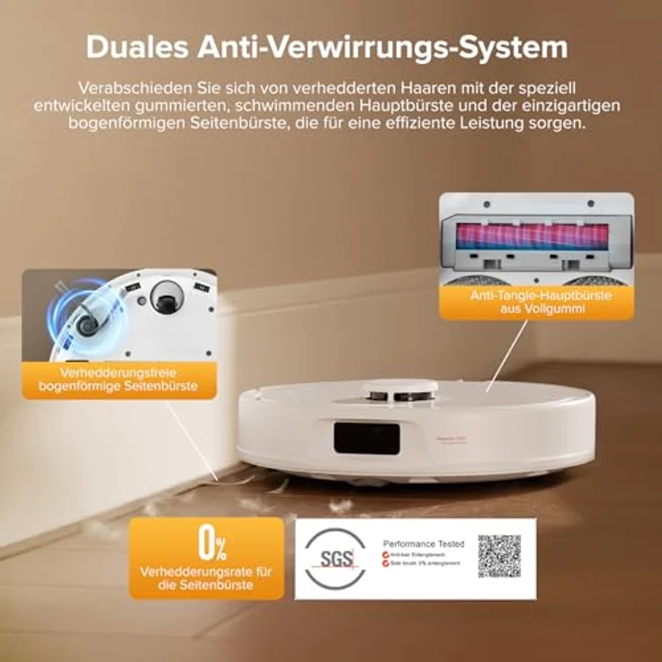 Roborock QV 35S, Saugroboter mit 10.000 Pa Saugkraft, Dual Anti-Tangle-System, Weiß – Bild 4