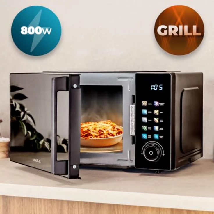 Cecotec Mikrowelle Proclean 6130, digitale Mikrowelle mit Grill, 20L, 700W, schwarz – Bild 5