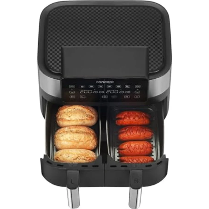 Concept FR8000 Luftfritteuse, 2850 W, 8 l, Schwarz/Silber, Heißluftfritteuse – Bild 5