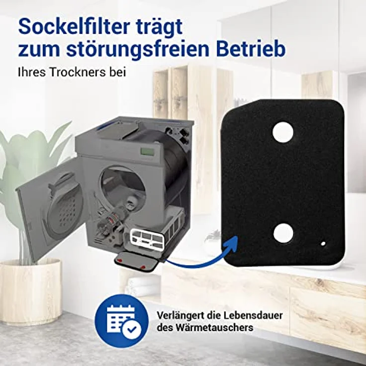 VIOKS Schaumfilter Ersatz für Miele 9164761, Sockelfilter 207x155mm für Trockner, kompatibel mit Miele Wärmepumpentrockner T1 TWF TMM TKL TKG TCE TKR TDB, hochwertige Filterqualität, langlebig und leicht zu reinigen – Bild 3