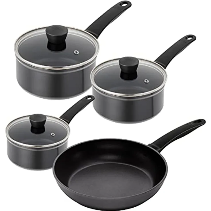 KUHN RIKON Easy Induction Kochgeschirr 4er Set, Stielkasserollen 16/18/20 cm, Bratpfanne 24 cm, induktionstauglich, Aluminium, Aluminum