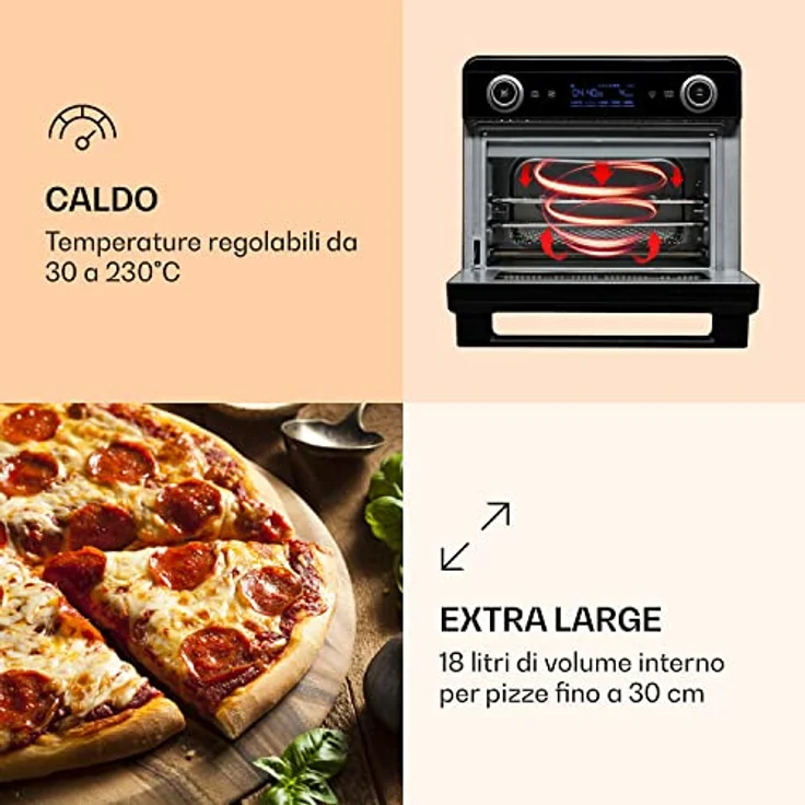 AeroVital Jumbo 3-in-1 Heißluftfritteuse Toaster Dörrautomat 1550 W 18 Liter Schwarz – Bild 4