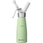 HENDI Sahnespender 0,5L aus Aluminium, inkl. 3 Polypropylen Spritztüllen und Reinigungsbürste, Pastellgrün, für Sahne, Mousses und Desserts