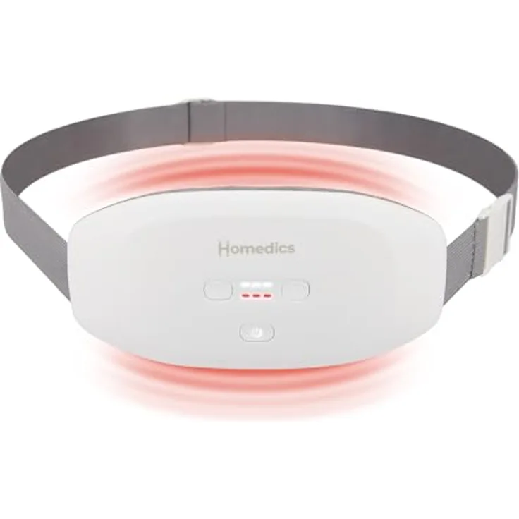 Homedics Cycle Comfort Wärme- und Vibrationsgürtel, bei Menstruationskrämpfen oder Reizdarmsymptomen, 3 Vibrationsstufen, 3 Wärmestufen, diskretes und komfortables Design, inklusive Reisetasche und Ladekabel