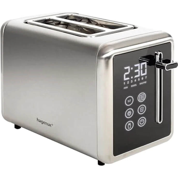 Hagenuk Digitales Frühstücksset Edelstahl, Toaster mit LED-Display, Kaffeemaschine (1,5 L) & Wasserkocher (1,7 L) mit Touch-Bedienung – Bild 2