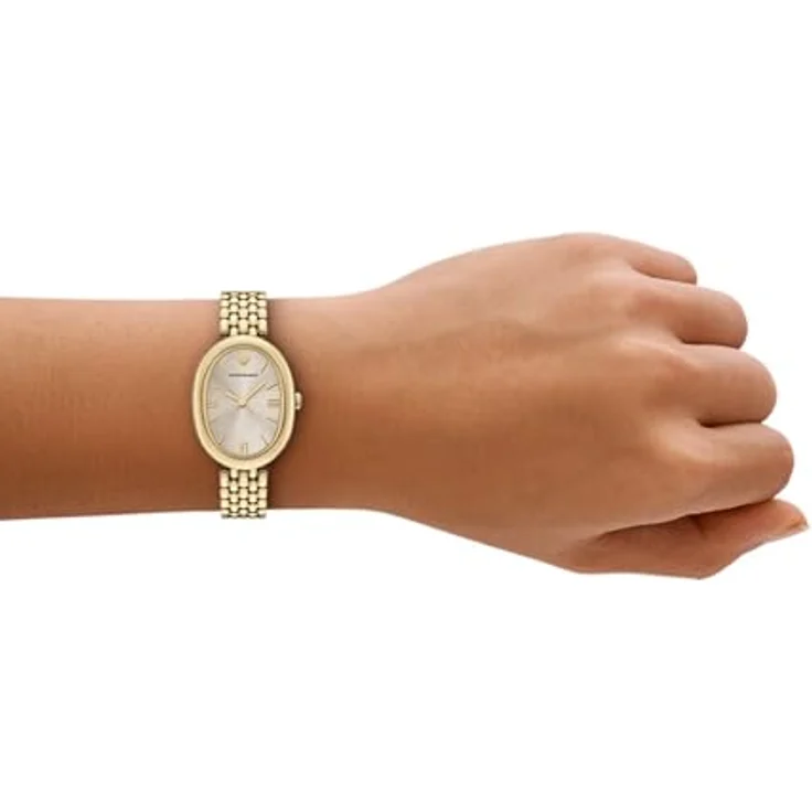 Emporio Armani AR11707, elegante Armbanduhr mit goldfarbenem Edelstahlarmband und grauem Zifferblatt, 3 bar wasserdicht, 26x34 mm Gehäuse – Bild 5