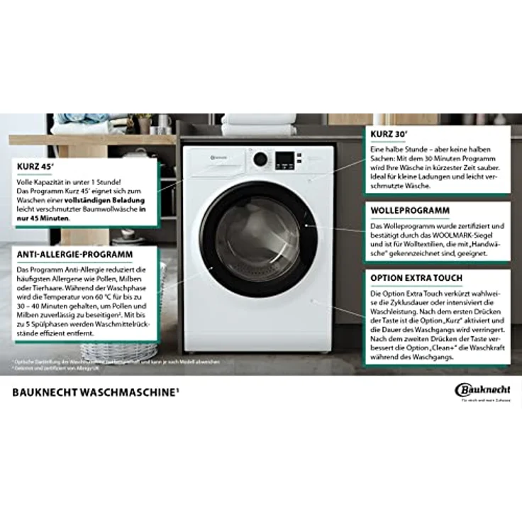 Bauknecht BPW 814 A, Frontlader-Waschmaschine, A, Fassungsvermögen 8 kg, Standgerät, Breite 60 cm – Bild 3