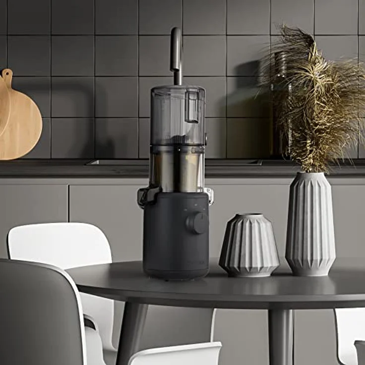 HUROM | Slow Juicer | Entsafter Gemüse und Obst | H310A | Elektrische Kaltpresse | Ruhiger Motor | Leicht zu Reinigen | 220ml | 100 Watt | BPA Frei |Schlankes Design | Kohlfarbe – Bild 3