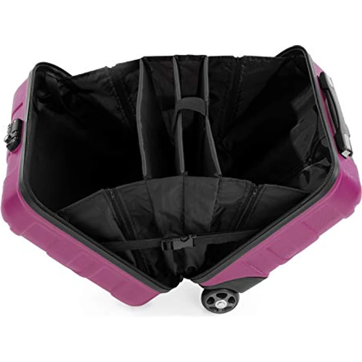 SUITLINE Pilotentrolley Hartschale, Business Trolley, Kabinengepäck, Handgepäck Trolley, Pilotenkoffer, Bordcase, Bordgepäck, TSA, ABS, 4 Rollen, Magenta  Silber – Bild 5
