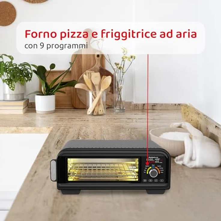 Melchioni Heißluftfritteuse PIZZA FRY 18L, 2000 W, 2in1 Pizzaofen und Heißluftfritteuse mit 400°C, digitale Steuerung, 9 Automatikprogramme – Bild 4