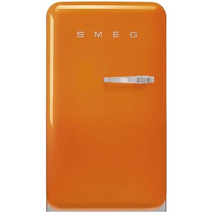 Smeg FAB10LOR6 Kühlschrank, Tisch Top Vintage, 122 l, Gefrierschrank 17 l, Scharniere links, mit Gemüsefach und LED-Beleuchtung, H 97 cm, orange – Bild 1