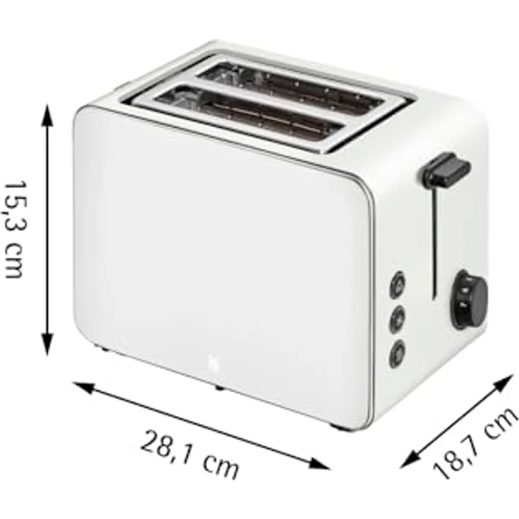 WMF Stelio Toaster 2 Scheiben Edelstahl, Doppelschlitz Toaster mit Brötchenaufsatz, Bagel-Funktion, 7 Bräunungsstufen, 900 W, Toaster edelstahl matt grau – Bild 4