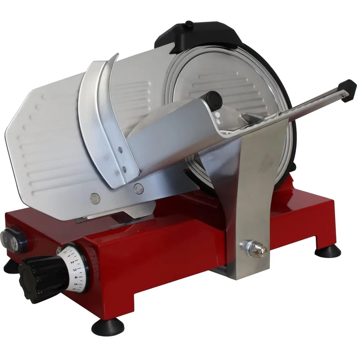 Celme BETA 250 Aufschnittmaschine, 250 mm Klinge aus Antihaft-Stahl, elektrisch, für Fleisch und Gemüse, ROT