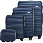 Stabiler Koffer-Set 4tlg Trolley Koffer Reisekoffer von Wittchen Blau ABS Hartschalen Kofferset Trolley 4 Rollen Kombinationsschloss