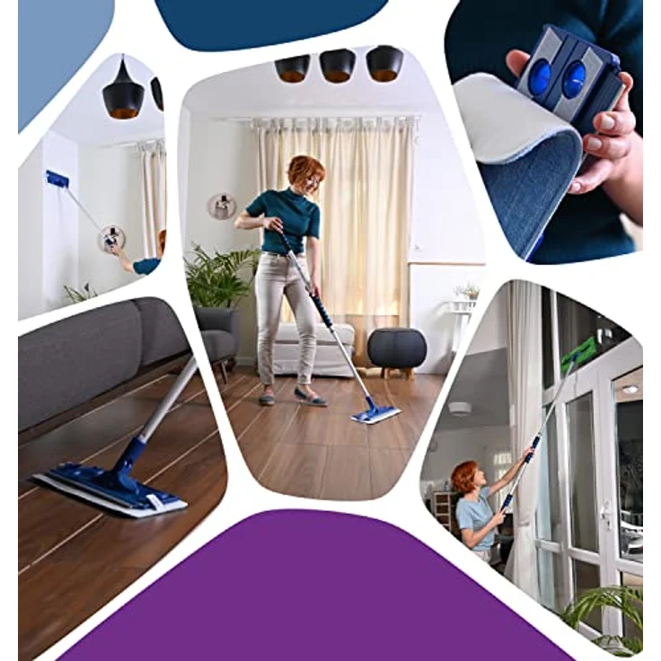 Silva Mikrofaser Wischbezug Mopp Set mit 360° Drehgelenk, Teleskopstiel 156 cm und Soft Touch Griff - wiederverwendbar, chemiefrei, 99% Bakterienentfernung – Bild 4