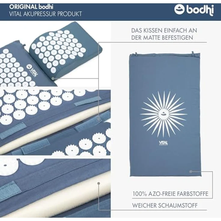 bodhi Akupressurmatte VITAL Akupressurmatte & Kissen Set blau, mit 6.930 Akupressur-Spitzen – Bild 5