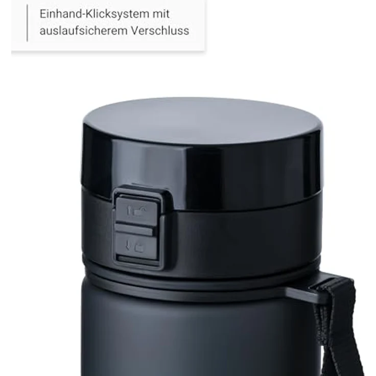 VINSUN Trinkflasche 1L schwarz - auslaufsicher, Kohlensäure geeignet, BPA frei, Tritan, Einhandbedienung - Leichte Wasser Flasche für Sport, Schule, Uni, Fahrrad – Bild 3