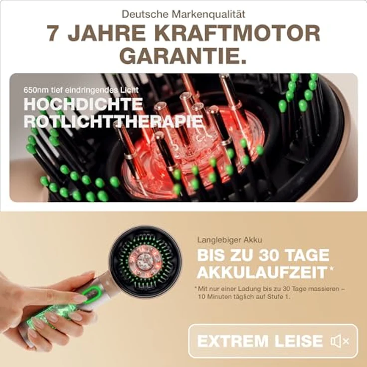Donnerberg Kopfmassagegerät MIO KM-068, 3D-Kopfmassage mit Rotlicht + Ölanwendung, Beige – Bild 4
