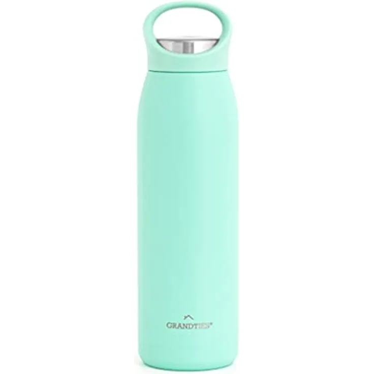 Grandties 700 ml Isolierte Sport Trinkflasche mit Auslaufsicherem Ergonomischem Deckel mit Griff - Doppelwandige Trinkflasche Edelstahl Hält bis zu 24 h / 12 h Heiß (Grün), ZL001210703