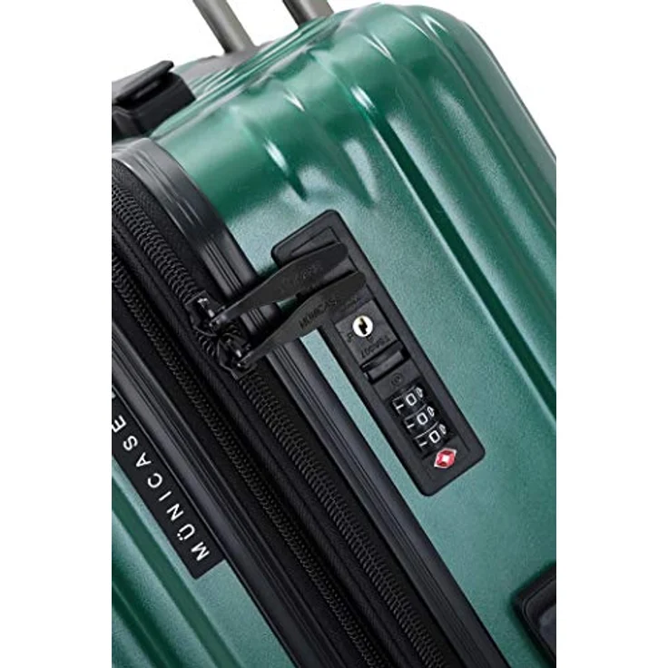 Münicase M816, Reisekoffer mit TSA-Schloss, Dehnungsfuge, Teleskopgriff, 4 Rollen, Hartschale, 65cm, Dunkelgreen – Bild 4