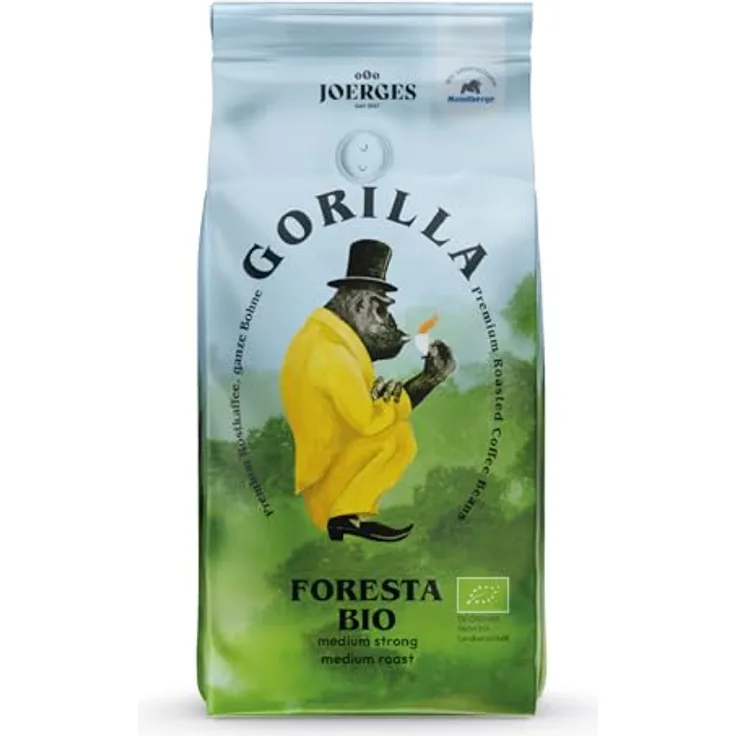 Joerges Foresta Bio, Geröstete Kaffeebohnen, 1 kg, Dunkle Röstung, 6/10 Intensität