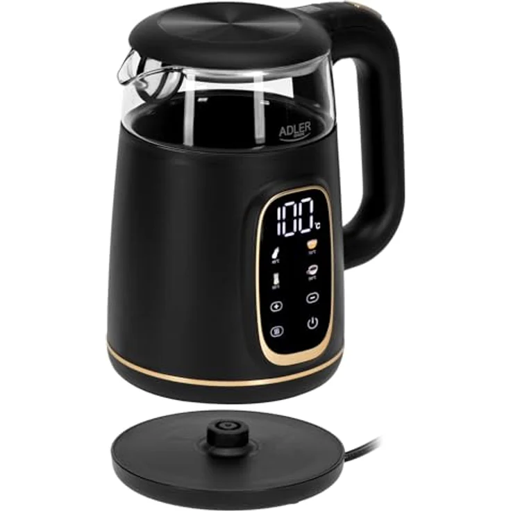ADLER Wasserkocher AD 1230, 2200W, 1,7L mit LED-Display, Touchpanel, 5 Temperaturprogrammen und Warmhaltefunktion, inkl. Kalkfilter – Bild 2