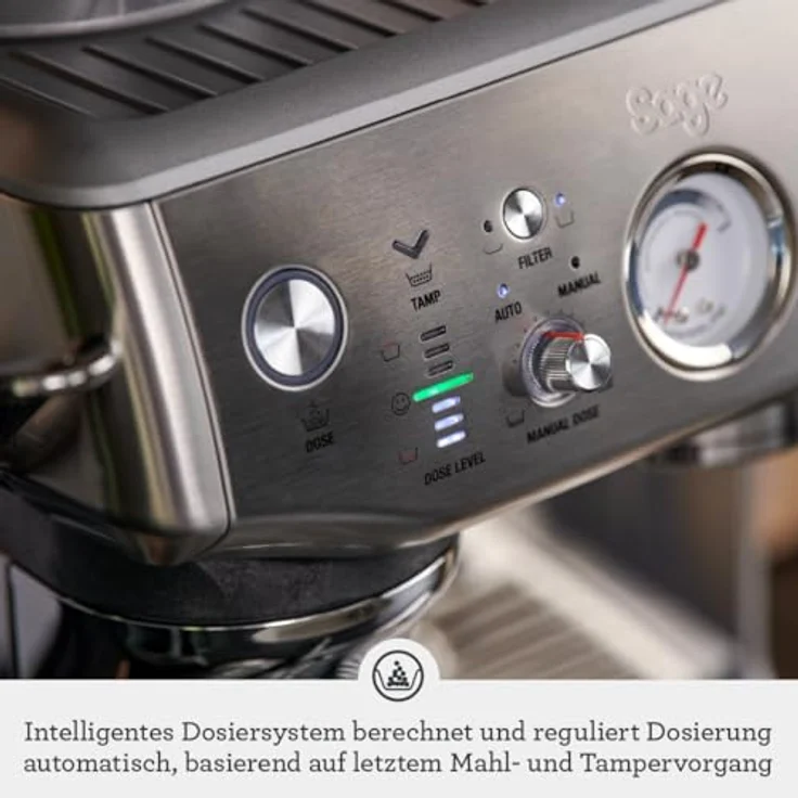 Sage The Barista Express Impress, Siebträgermaschine mit integriertem Mahlwerk, 15-Bar-Pumpendruck, Milchsystem, Weiss-Schwarz – Bild 6