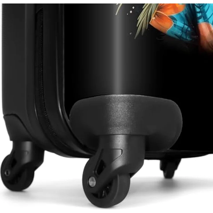 NoBoringSuitcases.com© Hartschalen-Trolley Hund in tropischen Sphären 55x35x20cm, 4 Rollen, Koffer Handgepäck Flugzeug, buntes fröhliches Motiv – Bild 6