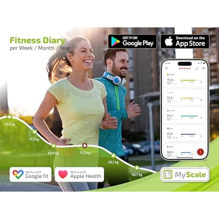 Soehnle Körperanalysewaage Shape Sense Connect Lite, Personenwaage mit App Anbindung, Körperanalyse Gewicht, Fett, Wasser- und Muskelanteil, Körperfettwaage mit LED Display, weiß – Bild 5