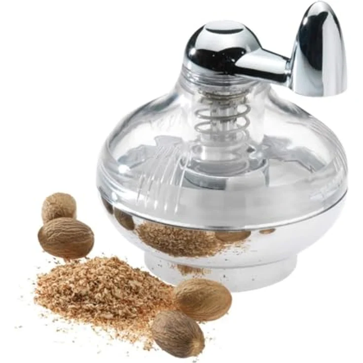 Westmark Muskatmühle mit Vorratsfläche für bis zu 9 Muskatnüsse, Kunststoff-Rostfreier Edelstahl, Silber-Transparent, 69572260 – Bild 5