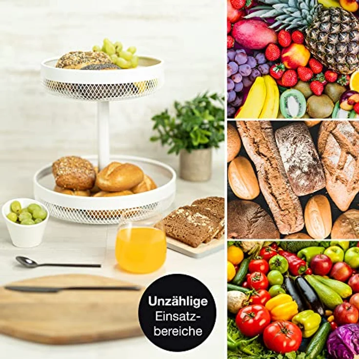 Moritz & Moritz Obst Etagere Weiß Metall – Moderne Obstschale Weiß – Obstkorb Etagere Weiß – Bild 5