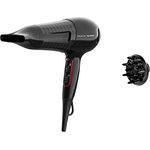 Rowenta x Karl Lagerfeld CV591L Powerline Haartrockner | 2100 Watt | Ionen-Booster | energiesparender Motor | Kaltlufttaste | 6 Geschwindigkeits-/Temperatureinstellungen | Thermo Control | Schwarz/Rot