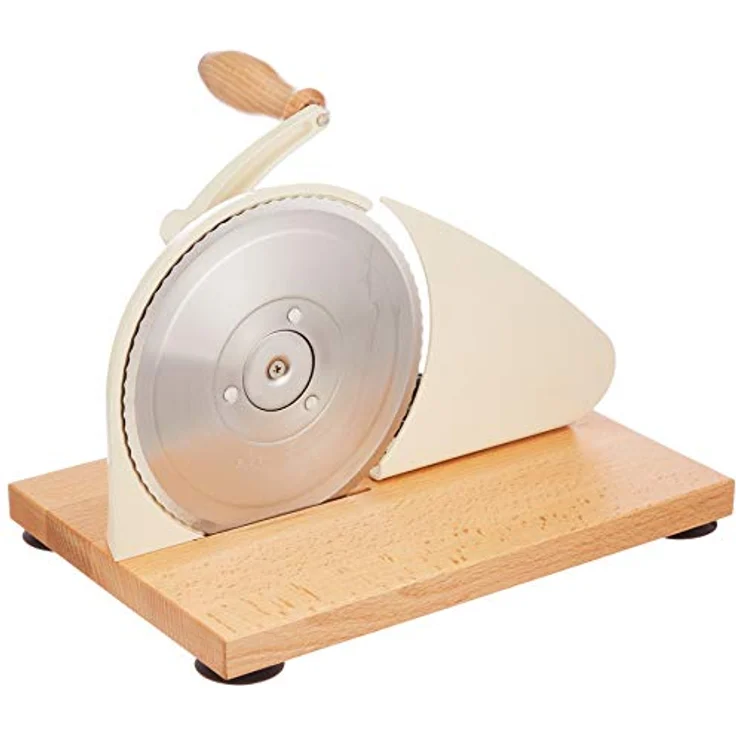 Zassenhaus Brotschneidemaschine manuell CLASSIC | Beige | Solinger Klingenstahl | Schnittstärken: 1-18mm | Brett und Kurbel aus Buchenholz | 30 × 25,5 × 19cm – Bild 2