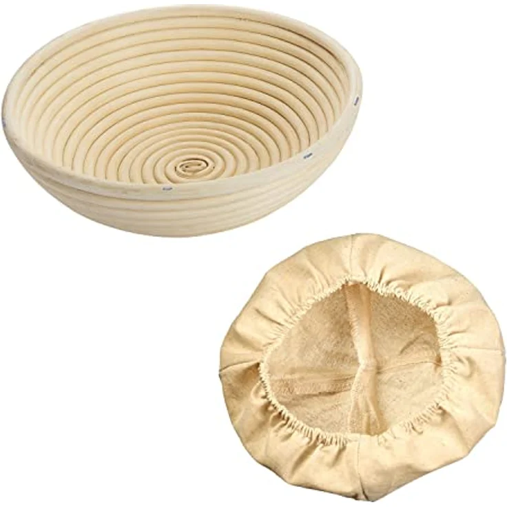 Westmark Gärköbchen-Set, 2tlg., Gärkörbchen rund + Bezug, Peddigrohr/Baumwolle, Hellbeige/Beige, 3206227B – Bild 1