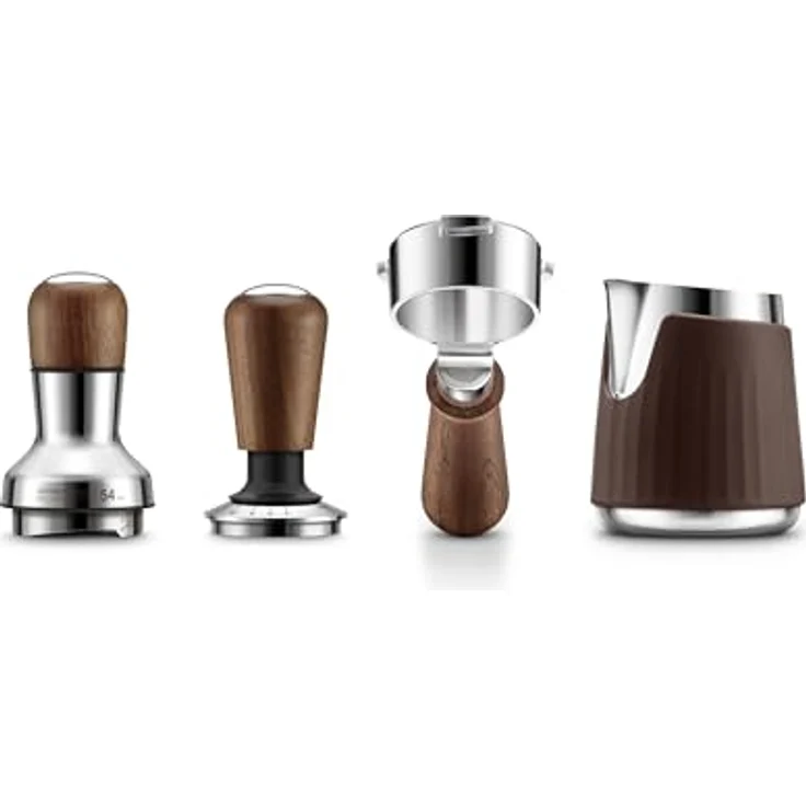 Sage The Force Gauge Tamper 54, selbstnivellierender Tamper aus Edelstahl und Walnussholz, braun, silber – Bild 3