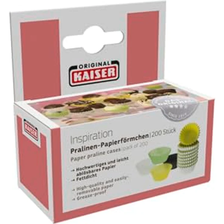 KAISER Papier-Pralinenförmchen 200 Stück Ø 3,5 cm Ptisserie hochwertiges leicht ablösbares Papier fettdicht attraktive Farben – Bild 10
