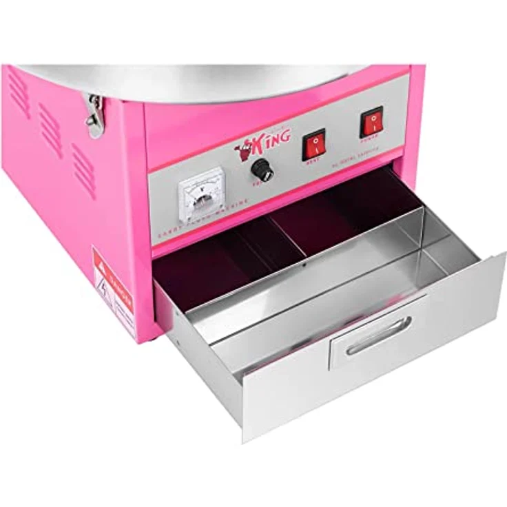Royal Catering RCZK-1200E Zuckerwattemaschine Cotton Candy Machine mit Abdeckhaube Spuckschutz (Ø 52 cm, 1.200 W, 1 Einheit / 60 s, inkl. Zubehör) Pink – Bild 2