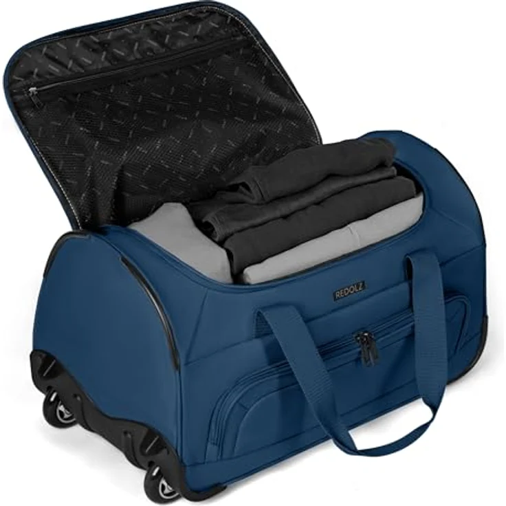 Redolz Duffle Essentials 2-Rollen Reisetasche, 28 cm, Blau, 39 l mit sicherem Reißverschlussfach und arretierbarem Griff – Bild 2