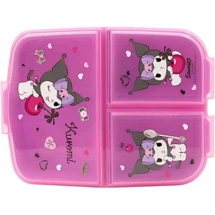 Stor Lunchbox Hello Kitty, Kinder Brotdose mit 3 Fächern, ideal für Schule und Ausflüge, Handwäsche empfohlen