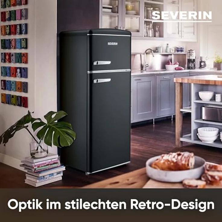 Severin RKG 8932 Retro Kühl-Gefrierkombination, freistehend, mattschwarz, Energieklasse E – Bild 4