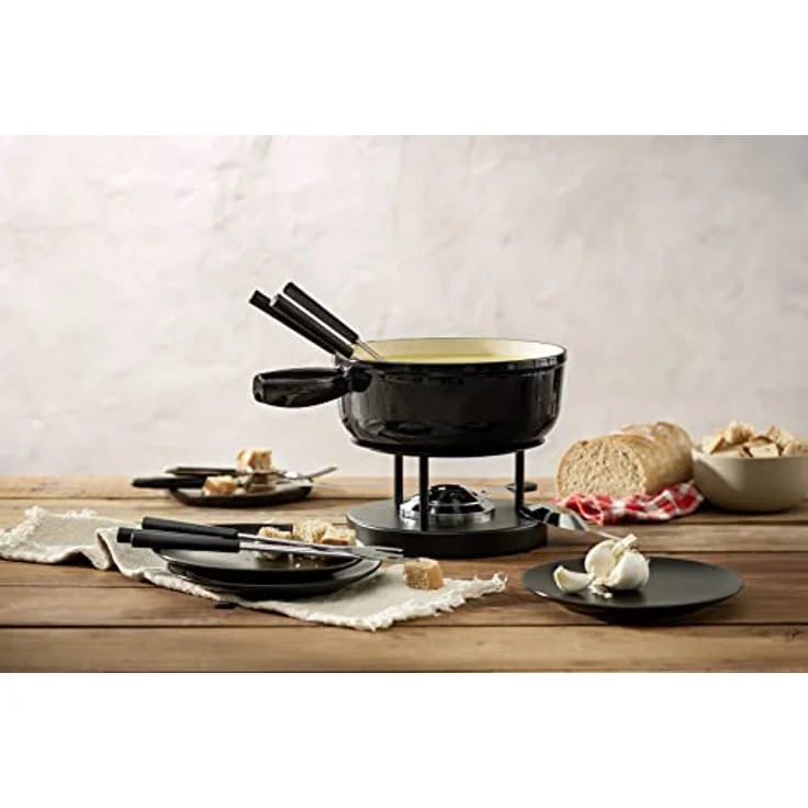 KUHN RIKON 32209 Induktion Eisenguss 24cm Fondue Caquelon, Gusseisen, Schwarz, 24 cm – Bild 3