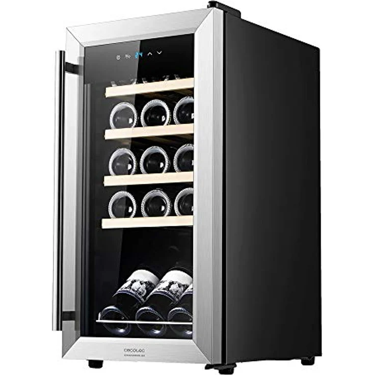 Cecotec Weinkühlschrank GrandSommelier 15000 Inox Compressor. 15 Flaschen mit Kompressor, der eine hohe Leistung garantiert. Einstellbare Temperatur und Touch-Bedienfeld – Bild 1