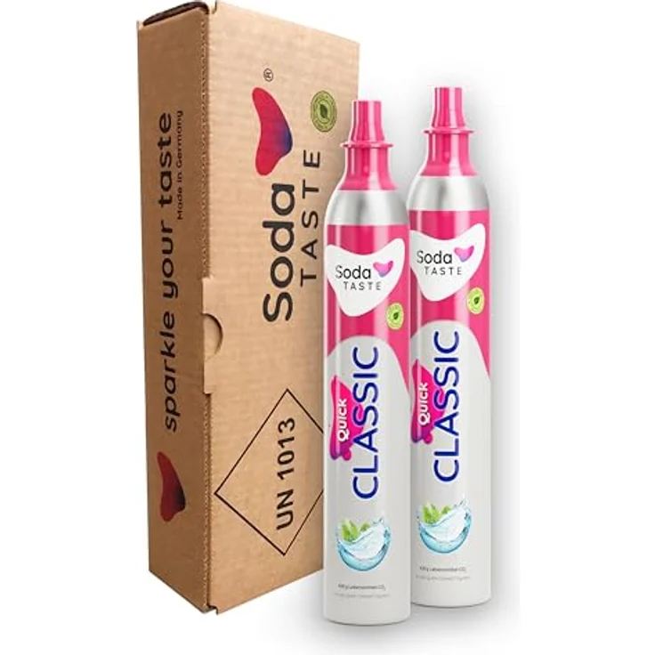 SodaTASTE Quick Classic CO2-Zylinder, 2er-Pack für Wassersprudler mit Quick Connect System, TÜV-geprüft, bis zu 120l Sprudelwasser – Bild 1