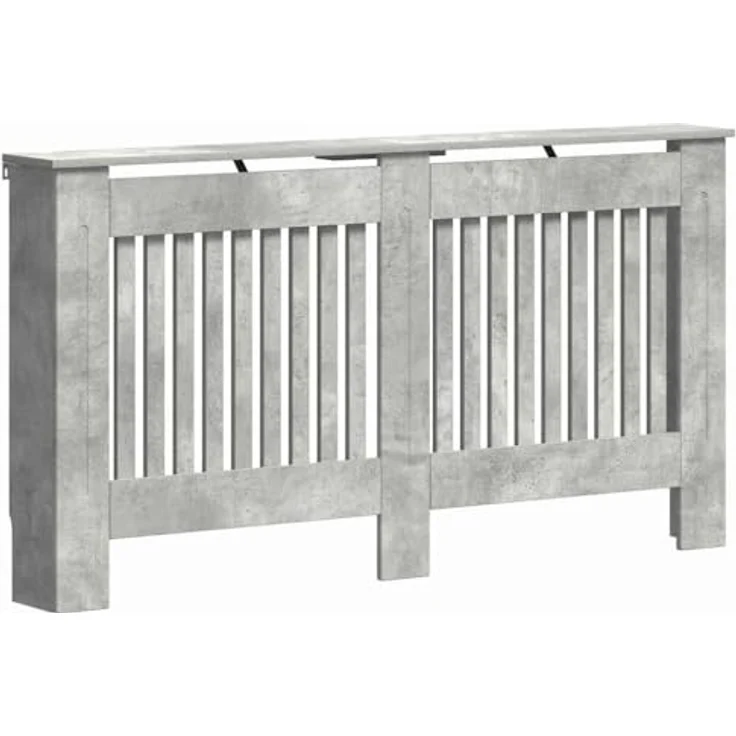 vidaXL Heizkörperabdeckung Beton Grau, 152 x 19 x 81,5 cm, Moderner Heizkörper-Schutz aus Holzwerkstoff, dekorativ und kindersicher – Bild 1
